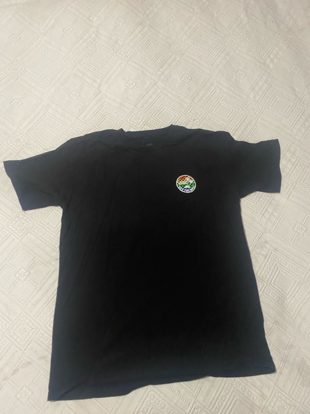 Vans Black Short-Sleeve Tee with Multicolor Chest Patch